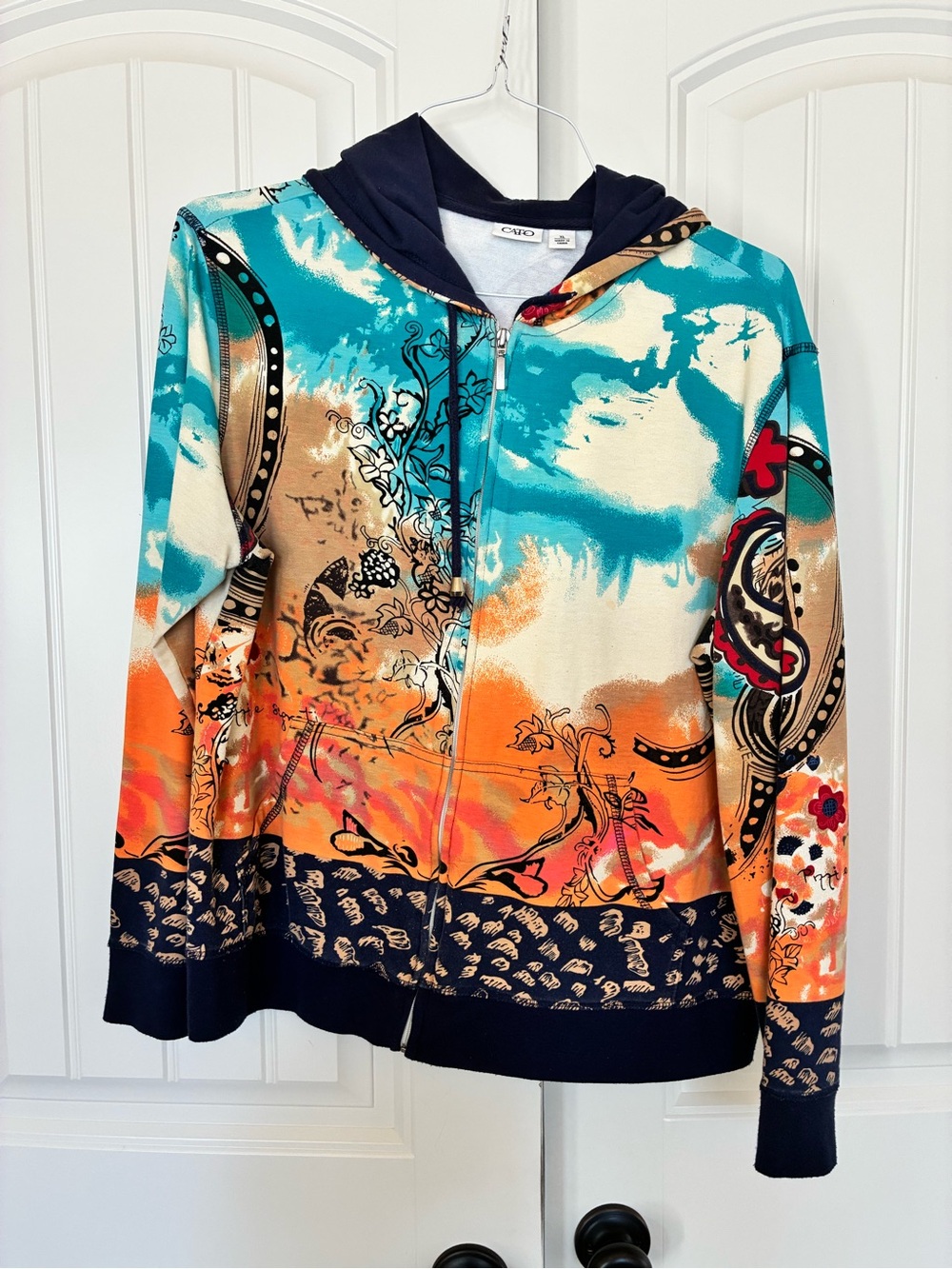 Y2K Cato Women's Full Zip Hoodie Sweatshirt Multicolored Abstract Graphic